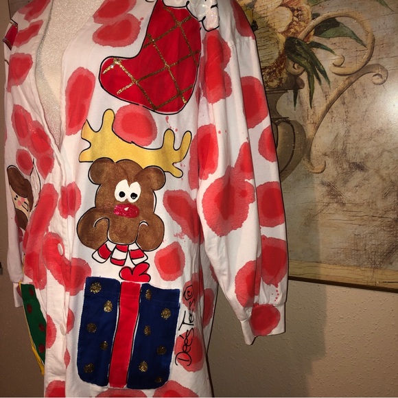 Sz XXL Dee's Tees 80's Vintage Ugly Christmas Sweater Jacket - Picture 7 of 14